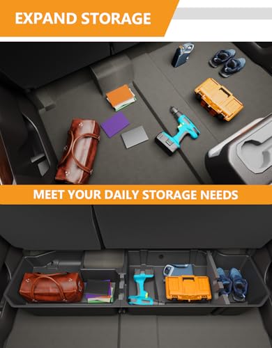 KINGGERI Under Seat Storage Boxes Compatible with 2019-2026 Chevy Chevrolet Silverado 1500/GMC Sierra 1500, 2020-2026 Silverado/Sierra 2500HD/3500HD | Double & Crew Cab Rear Underseat Organizer Box - size: 2019-2026 Chevy Silverado/GMC Sierra 1500