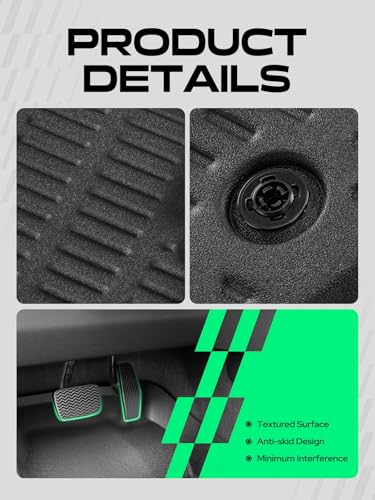 YHTAUTO Floor Mats Compatible with 2003-2014 Volvo XC90, TPE Floor Liners All-Weather Protection Custom Fit, 1st & 2nd Row, Set of 4 Black
