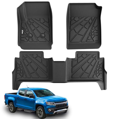 KARPAL Floor Mats for 2015-2022 Chevy Colorado/GMC Canyon Crew Cab, All-Weather TPE Custom Fit Floor Liners Cargo Liner Car Accessories - style: 2015-2022 | For Chevy Colorado | 1st & 2nd Row