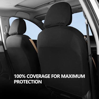 HChengkikz Car Seat Covers Front Seat, Waterproof Neoprene Seat Covers, Airbag Compatible, All Season Protection Universal Fit Most Cars, Trucks, SUVs (Black + Beige) - color: Black Beige, size: Two Front