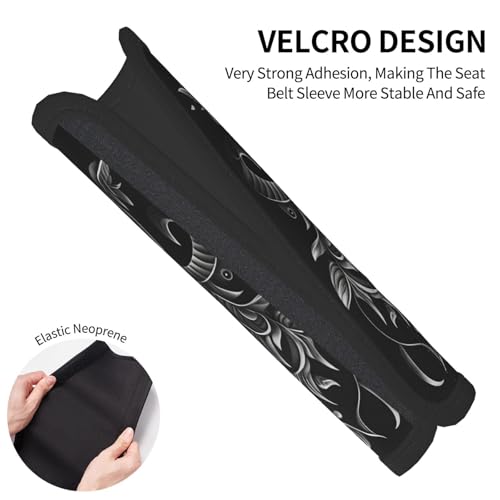 Gothic Black Skull 2 PCS Car Seat Belt Pad Cover for Adults, Suitable for Car Seat Belt Backpack Shoulder Bag - color: Gothic Black Skull 2