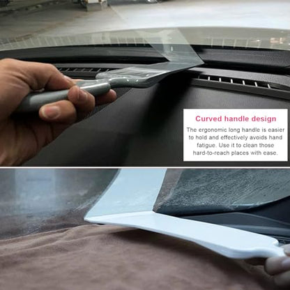 Dickno 2PCS Long Handle Window Tint Tools, Bulldozer Squeegee & Scrubber Paddle Squeegee Tool Set for Car Front Rear Windows Cleaning, Glass Vinyl Wrap Snow Frost Ice Removal Tool (Grey+White) - color: Grey+white