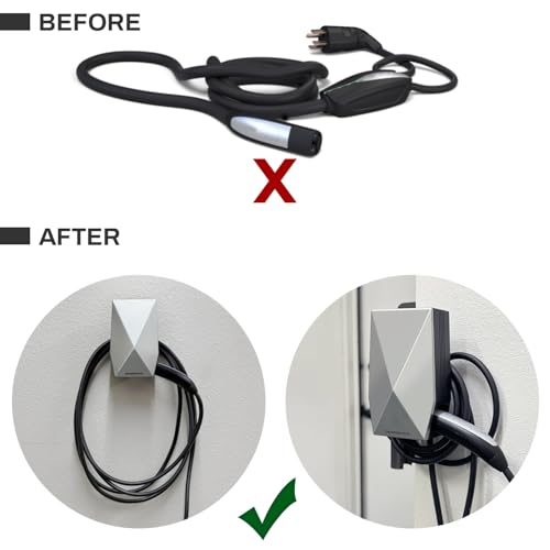 Upgraded Aluminum Charging Cable Holder with Chassis Bracket Compatible with Tesla Cybertruck Model 3 Model Y Model X Model S Charger Cable Organizer Accessories for Wall Connector,Improved Slot