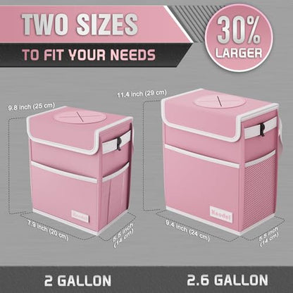 K KNODEL Car Trash Can, Waterproof Garbage Bag with Lid, Leak-Proof Trash Bin, Car Bin Hanging (Pink, Large) - color: Pink, size: Large