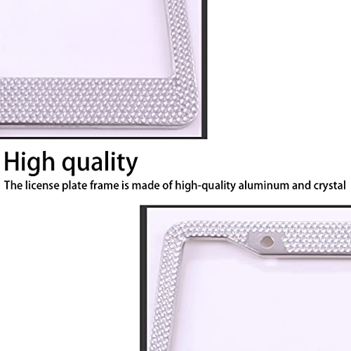 AUCELI Bling License Plate Frame, 2 Pack Stainless Steel Crystal Bow Car Plate Covers, US Vehicle License Bracket Holder with Rhinestone Mounting Bolts, Sparkly Car Accessories for Women (White/Red) - color: White/Red