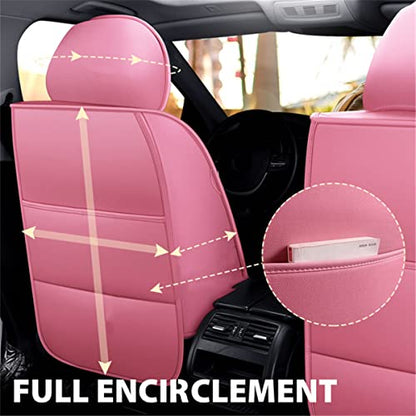 Car Seat Covers Front Seats, Super Luxurious Heavy Universal Duty Waterproof Leather Automotive Vehicle Cover for Cars SUV Pick-up Truck, Non-Slip Seat Pink Car Accessories (2 PCS Front/Black Pink) - color: 2 PCS Front/Black Pink