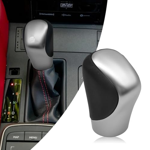Compatible with Lexus ES GS GX is NX RC RX 200t 300 350 3450h 450hL 350L ABS Black Leather Silver Chrome Automatic Gear Shift Knob Lever Replace - color: Black Silver