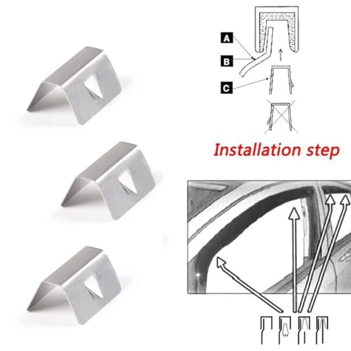 16pcs Wind Rain Deflector Channel Clips Set Universal Stainless Steel Fitting Fixing Retaining Replacement Clip Compatible with Heko G3 Sned