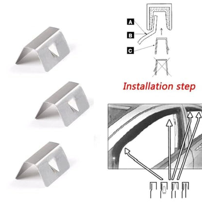 16pcs Wind Rain Deflector Channel Clips Set Universal Stainless Steel Fitting Fixing Retaining Replacement Clip Compatible with Heko G3 Sned