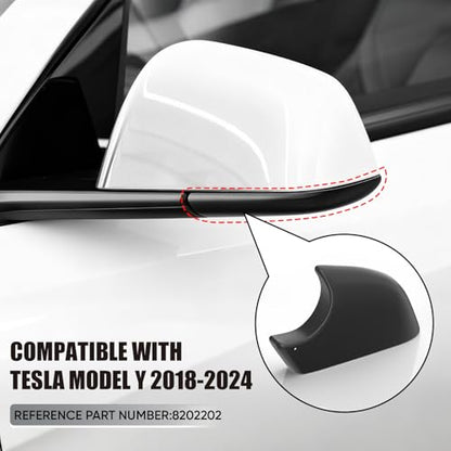 Tesla Model Y Mirror Bottom Cover, Left Driver Side Lower Rearview Mirror Trim Housing Cap Replacement for 2018-2025 Tesla Model Y Accessories, Black - size: Left