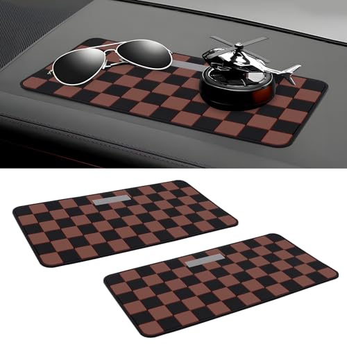Wuyaoyao 2PCS Car Dashboard Anti Slip Mat, 12.2"×8.3" Non-Slip Dashboard Sticky Pad, PVC Car Dash Gripping Mat, Multifunctional Auto Grip Mat for Phones Sunglasses Keys Electronic Devices (Brown) - color: Brown