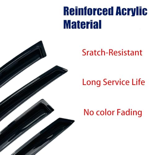 94763 Side Window Visors Wind Vent Deflector for 2007-2013 Acura MDX,4pcs Outside Mount Tape-On Nice Sun Rain Guards Set - size: 2007-2013 Acura MDX(Dark Smoke)