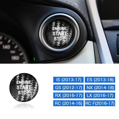AIRSPEED Carbon Fiber Car Engine Start Button Sticker for Lexus IS250 IS200 IS300 ES350 ES330 GS350 GS300 NX300 NX200T RX350 RX300 LX RC (Black) - color: Black Without Hole