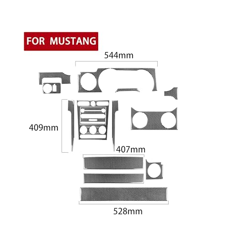 Real Soft Carbon Fiber Center Meter Instrument Central Console Trim Cover Kit Interior Stickers Compatible with Ford Mustang GT Shelby 2005-2009 Car Accessories 17PCS - color: Console Whole Kit-black