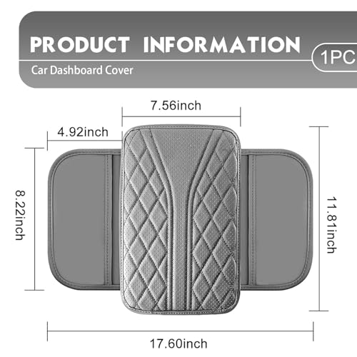 Car Center Console Cover, Leather Automotive Armrest Cushion with 2 Storage Bags, Breathable Armrest Cover, Universal Waterproof Arm Rest Protection Pad for SUV, Sedan, Truck (Gray) - color: Gray