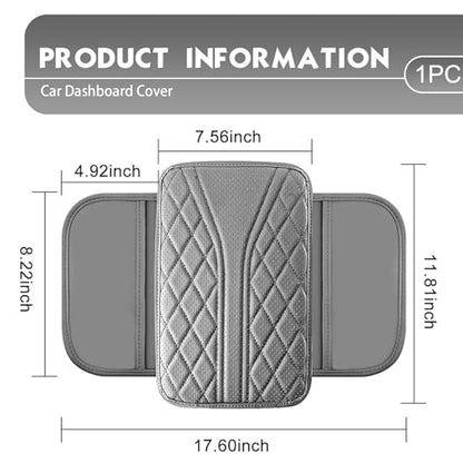 Car Center Console Cover, Leather Automotive Armrest Cushion with 2 Storage Bags, Breathable Armrest Cover, Universal Waterproof Arm Rest Protection Pad for SUV, Sedan, Truck (Gray) - color: Gray