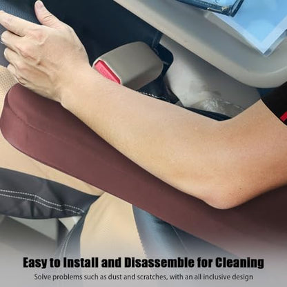 2PC Car Front Seat Armrest Covers,Seat Arm Rest Cover,Flat Cloth Fabric Armrest Cover,Replacement Car Front Seat Armrest Cover(Coffee,1Pair) - color: Coffee-2PC
