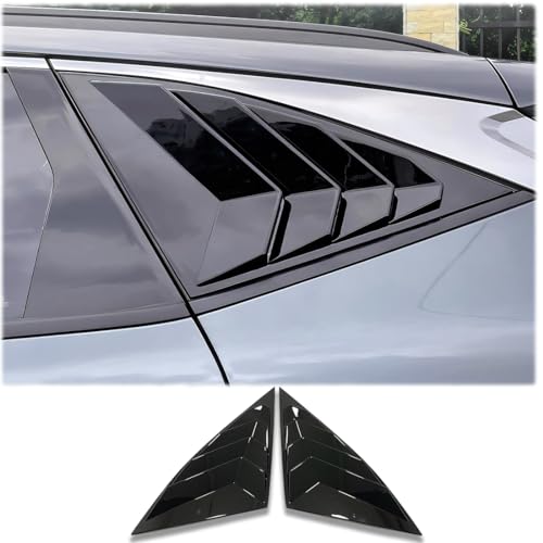 MUXEE 2Pcs Rear Side Window Louvers Air Vent Scoop Shades Cover Blinds Trim for Hyundai Tucson 2022 2023 2024 2025 - ABS Bright Black Sport Interior Accessories（NOT FIT Tucson nline） - color: bright black