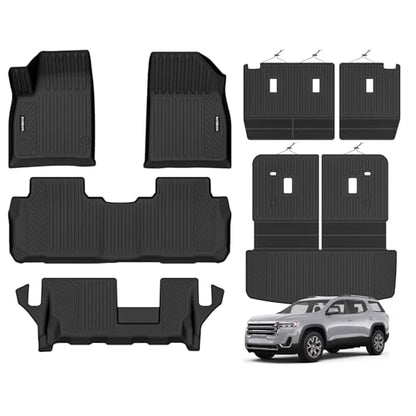 Naibeve Floor Mats for 2017-2023 GMC Acadia 7 Seats Bench Seats - All Weather for GMC Acadia Floor Mats Cargo Mat 2nd & 3rd Row Backrest Mats - size: 18)Acadia 7 Seats|2017-2023