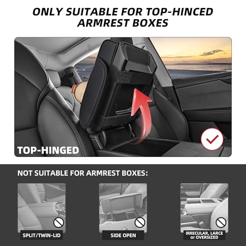5 in 1 Car Center Console Cover, Armrest Pad with 2 Storage Pockets, Cup Holder, Tissue Box Slot, Phone Holder, Universal Car Interior Organizer (Black) - color: Black