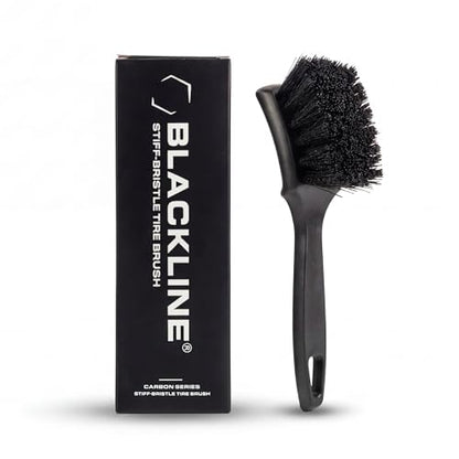 Blackline Stiff Bristle Tire Brush - Heavy Duty Car Detailing Tool for Tires - High-Performance Deep Cleaning Brush - Ideal for Tough Dirt & Grime Removal - Premium Auto Care Accessory