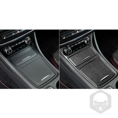 Generic Real Carbon Fiber Center Control Storage Box Surround Frame Cigarette Lighter Storage Box Cover Panel Sticker Cover Compatible with Benz CLA C117 2014-2018 GLA X156 2015-2019 Black - Kit - color: Center Control Storage Box Frame Cigarette Lighter