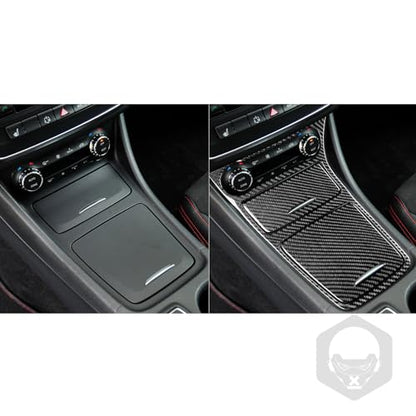 Generic Real Carbon Fiber Center Control Storage Box Surround Frame Cigarette Lighter Storage Box Cover Panel Sticker Cover Compatible with Benz CLA C117 2014-2018 GLA X156 2015-2019 Black - Kit - color: Center Control Storage Box Frame Cigarette Lighter