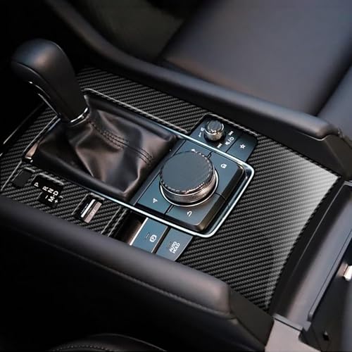 AIRSPEED Carbon Fiber for Mazda 3 Axela 2019-2025 Center Console Gear Shift Panel Cover Interior Trim Accessory, Automatic Transmission, Black - color: Automatic Transmission Gear Shift Panel