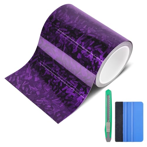 Lypumso Gloss Forged Carbon Fiber Vinyl Wrap Tape 6" x 20ft - with Tool Kit for Chrome Delete, Door Sill Protector, Car Trim Blackout DIY Auto Detailing (Purple) - color: Purple, size: 6inch x 20ft