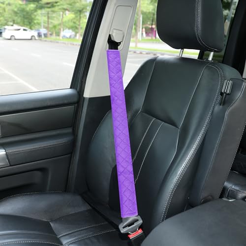 Amooca Soft Automotive Seat Belt Cover Seatbelt Shoulder Pad Neck Protector Cushions Universal Fit SUV Trucks Backpack Violet Extra Long 25.6in - color: Purple, size: 25.6in-1pc