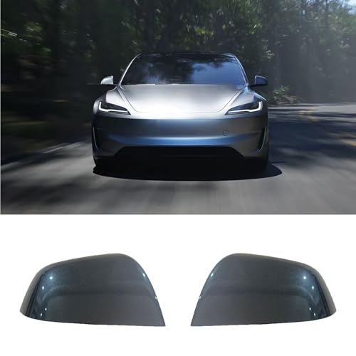 Compatible with Tesla Model Y Side Mirror Cover Replacement 2021 2022 2023 2024, Left & Right Side Rearview Mirror Cover Cap for Model Y Accessories(Silver)2pcs - color: Silver