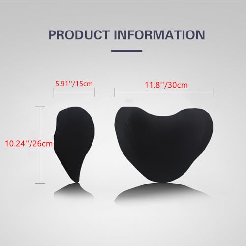 Super Soft Car Headrest Pillow, 100% Memory Foam Car Neck Pillow with Adjustable Strap & Breathable Removable Cover, Ergonomic Design - Travel Pillow Car Pillow for Neck/Back Pain Relief(Black, 1PC) - color: Pack of 1/Black/Super Soft