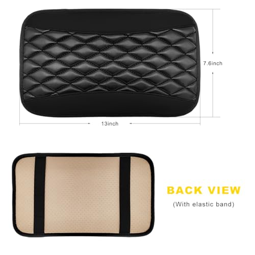 Car Center Console Cushion Pad, 12.6"×7.5" Waterproof Leather Armrest Seat Box Cover Protector, Soft Comfortable Anti-Scratch Arm Rest Console Pad for Most Cars Trucks SUVs (Black) - color: Black