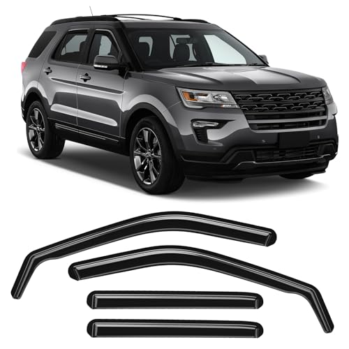 in-Channel Rain Guards Fit for Ford Explorer 2011-2019 Black Extra Durable Shatterproof Side Window Deflectors, Vent Window Visors, Wind Deflectors - 4 PCS - size: Fit for Ford Explorer 2011-2019 in Channel
