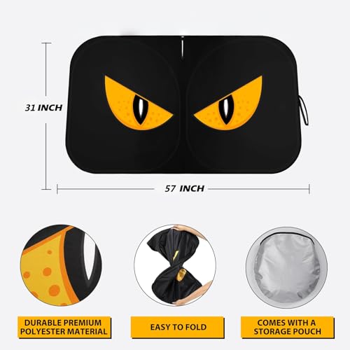 Car Windshield Sun Shade - Reflector Sunshade Offers Ultimate Protection for Car Interior, Cool Reflective Sun Blocker Fits Small Sedans, Mini SUVs - color: Black