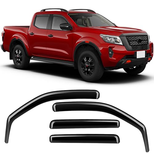 in-Channel Rain Guards Compatible with Nissan Frontier Crew Cab 2022 2023 2024 2025 2026, Durable Side Windows Visor Wind Deflectors 2022-2026 Frontier Rain Guard 4 PCS - size: 2022-2025 Nissan Frontier Crew Cab (In-Channel)