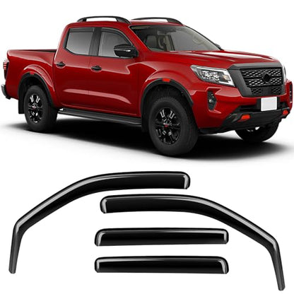 in-Channel Rain Guards Compatible with Nissan Frontier Crew Cab 2022 2023 2024 2025 2026, Durable Side Windows Visor Wind Deflectors 2022-2026 Frontier Rain Guard 4 PCS - size: 2022-2025 Nissan Frontier Crew Cab (In-Channel)
