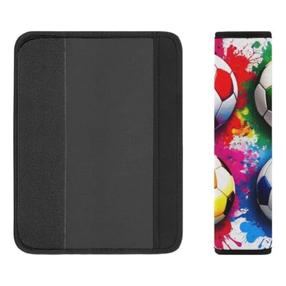 Comfortable Cushion Pad Car Shoulder Strap Harness Pad, Splash Ink Colorful Paint Football Soccer Ball 2PCS Car Belt Covers - color: Color364