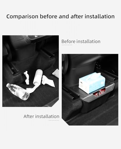 LUCKEASY Rear Center Console Organizer for Tesla Model Y 2021-2024 (Not fit Juniper 2025+) 2nd Row Under Floor Storage Box TPE Connected With ABS Lid Waterproof Model Y Rubbish Bin Anti-scratching - size: 2nd Row Box 1PCS