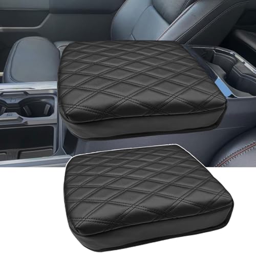 Zxiaochun Center Console Armrest Cover for F250 F350 F450 F550 2023 2024 2025 2026, Bucket Seat Arm Rest Lid PU Leather Cushion Protector Interior Accessories, Black - size: For 2023+ F250-F550 Bucket Console