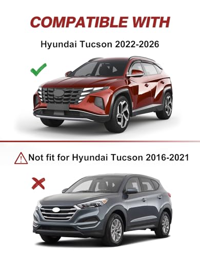 6pcs Outside-Mount Window Rain Guards Fit for Hyundai Tucson 2022-2026, Extra Durable Window Visors Wind Deflector Dark Smoke Vent Shades Car Tape-on 6-pcs with Thicker - size: Fit for 2022-2026 Hyundai Tucson