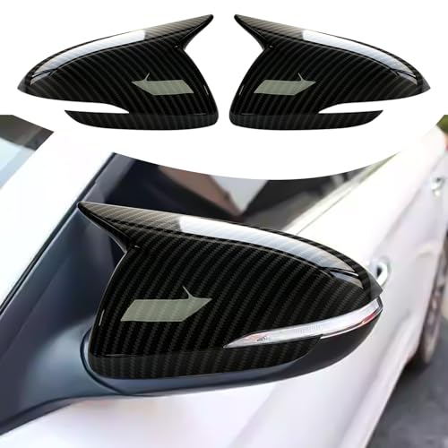 Compatible with Hyundai Elantra 2017 2018 2019 2020 with Turn Signal Accessories Car Exterior Ox Horn Design Door Side Rearview Mirror Guard Cover Trim Caps - Carbon Fiber Style 2PCS - color: Carbon Fiber, size: For Elantra 2017-2020 with Turn Signal