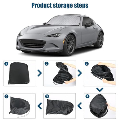6 Layers Custom Fit Windshield Sun Shade for 2016-2025 Mazda MX-5, Foldable Car Sunshade with Storage Bag, Heat Reflective & UV Protection - size: 2016-2025 Mazda MX-5
