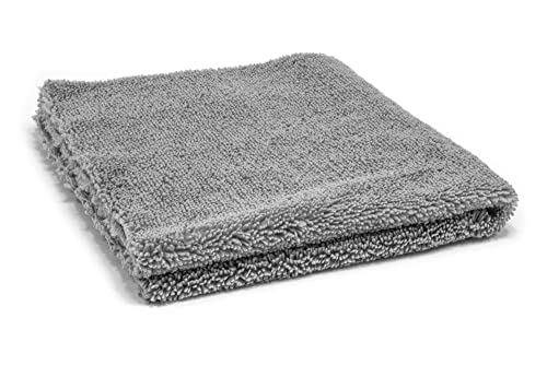 Autofiber Elite Edgeless Two-Pile Microfiber Detailing Towel, All-Purpose Detail Rag, Polishing, Buffing, Window, Glass, Waterless, Rinseless and Car Wash Towels - Pack of 5, Gray (16 inch x 16 inch)