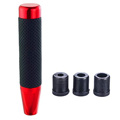 7" Long Weighted Gear Shifter Knob Leather Covered Alloy Car Stick Shift Lever Handle Fit Most Manual Vehicles, Red - color: Red