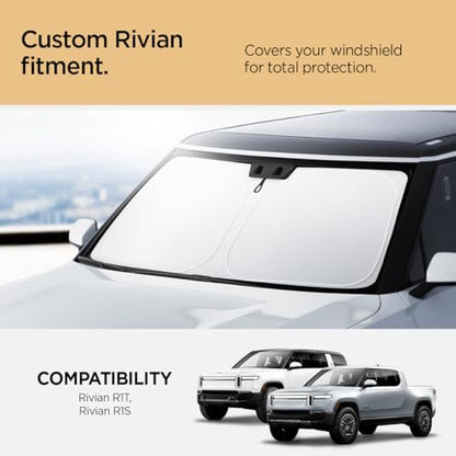 Spigen Triple-Coated CryoShade Front Windshield Sunshade (Reinforced Velcro Strap) Designed for Rivian R1T & R1S - size: Rivian R1s/R1t