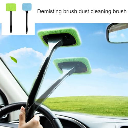 Inside Window Cleaning Tool Windshield Cleaner Car Inside Window Glass Cleaning Tool with Handle 2PCS Blue