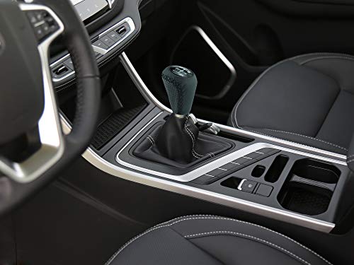 Abfer Shifter Knob 5 Speed Leather Car Gear Stick Shifting Knobs Shift Lever for Most Manual Transmission Vehicle Truck, Black - color: Black 1, style: Black stitches