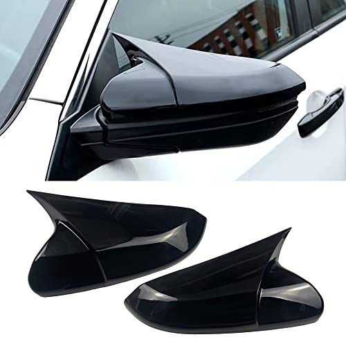 Car Ox Horn Side Rearview Mirror Cover Wing Mirror Protect Decorate Covers Auto Exterior Decoration Accessories For Honda 10th Gen Civic 2016 2017 2018 2019 2020 2021 (Bright Black) - color: Bright Black