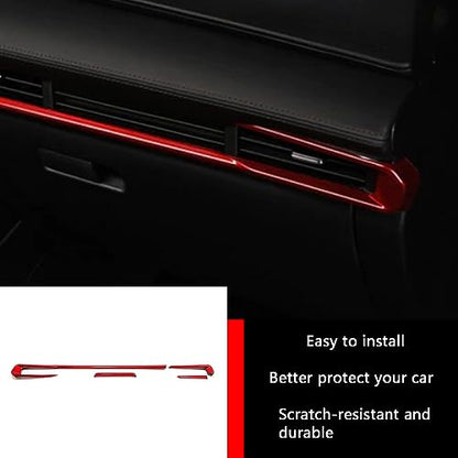 Car Accessories Fit for 2019 2020 2021 2022 2023 2024 2025 Mazda 3 Axela Inner Dashboard Center Console AC Air Vent Outlet Cover Trim (Red) ABS 4 PCS - color: Red